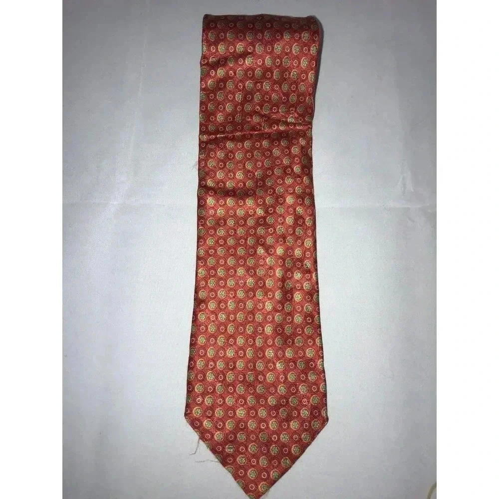 Ermenegildo Zegna Red Floral Polka Dot Geometric 100% Silk Classic Neck Tie
